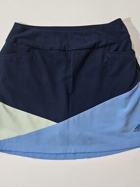 Adidas Golf Skort Womens Medium Navy Light Blue Colorblock Preppy Pickleball